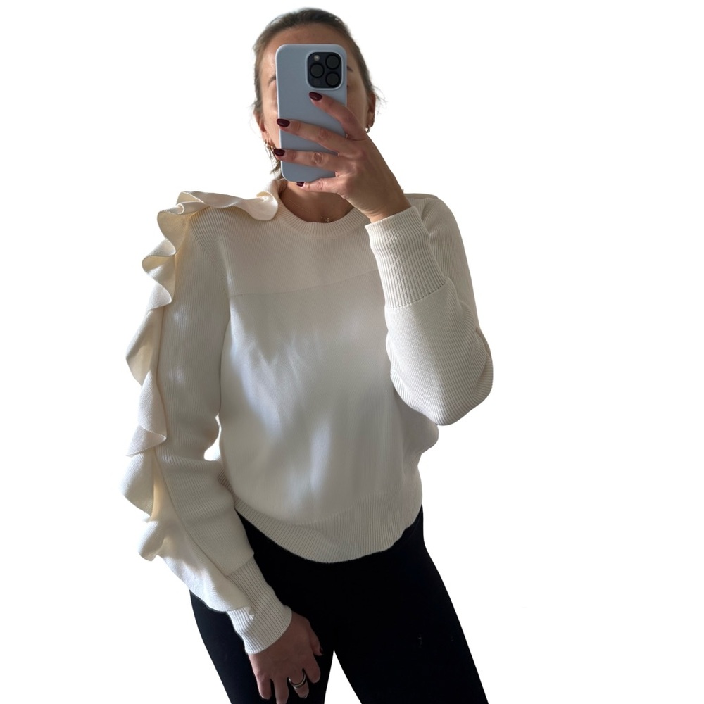 Alexander McQueen Wool-Cotton Ruffled Sweater